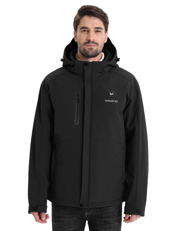 [Bundle] Men's Heated Jacket 7.4V & Men's Heated Vest 7.4V Venustas black heated jacket with hood