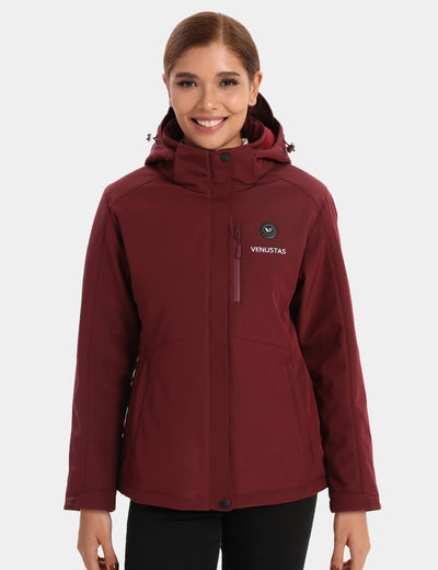 Women's Heated Jacket 7.4V - Blue/ Light Grey/ Navy/ Burgundy, W2168 - Burgundy