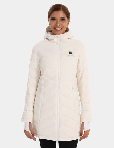 Heated Long Down Jacket 7.4V For Women, W62 - Milk White