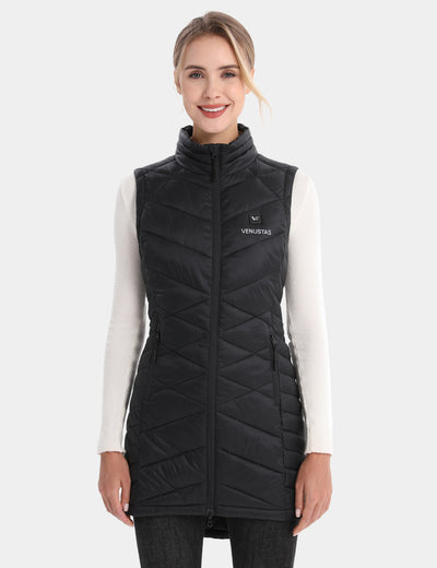 Women's Heated Long Quilted Vest 7.4V, W24L - Black