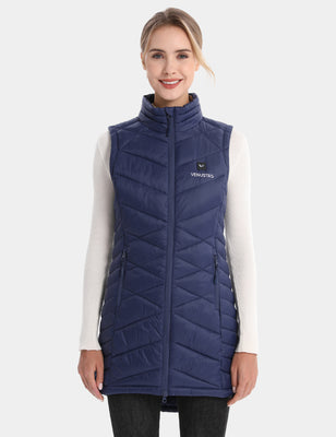 Women's Heated Long Quilted Vest 7.4V, W24L—Venustas long quilted vest in navy with heated 7.4V system