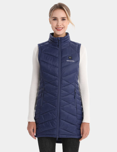 Women's Heated Long Quilted Vest 7.4V, W24L - Navy