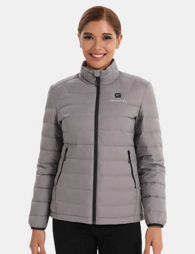 Women's Recycled Heated Lightweight Down Jacket 7.4V, EW32 [Final Sale] - Grey