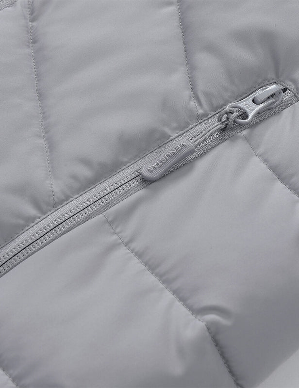 Women’s Heated Recycled Puffer Jacket 7.4V, EW68 Venustas in grey with 7.4V heating zipper tab