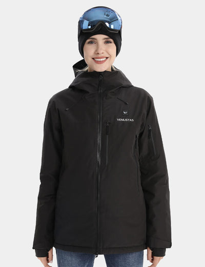 Women's 3L Waterproof Heated Ski & Snow Jacket 12V, W44 - Black