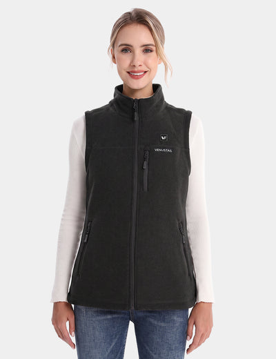 Women’s Heated Recycled Fleece Vest 7.4V, EW22 - Black