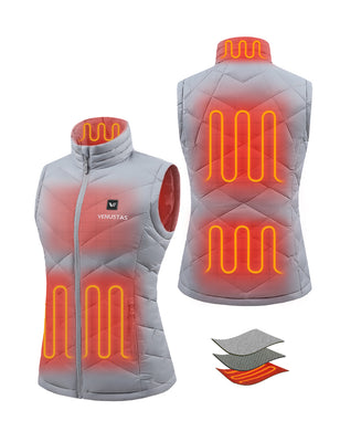 Women's Heated Lightweight Quilted Vest 7.4V, W52 by Venustas heated vest in light grey with 7.4V warming panels