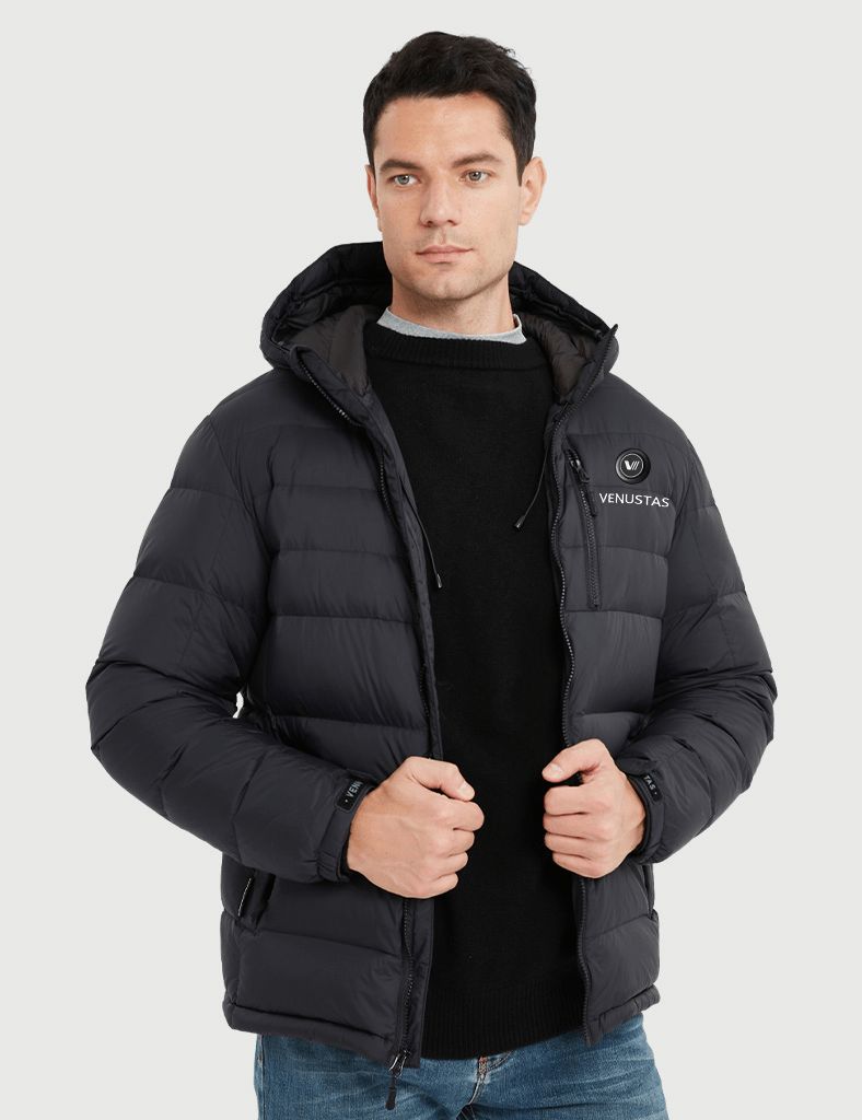 Men's Heated Down Coat with Heating Pockets, 7.4V, M61