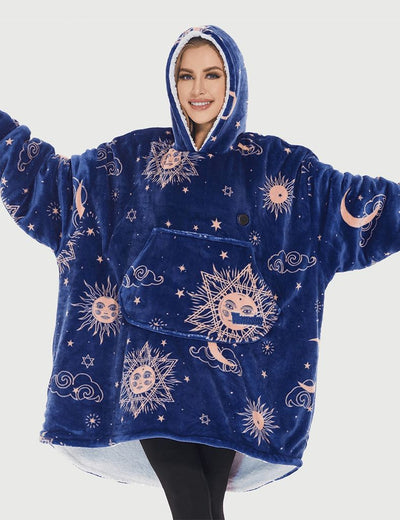Oversized Heated Wearable Blanket Hoodie 7.4V, U2169 [Final Sale] - Sun Moon Stars