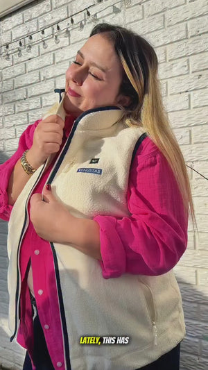 Women's Colorblock Heated Recycled Sherpa Vest 7.4V, EW34 [Final Sale]