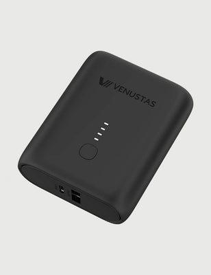Mini 7.4V Battery (36Wh), 5K Venustas power bank battery black with USB ports and indicator LEDs