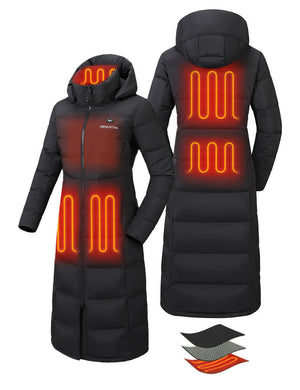 Women's Maxi Heated Recycled Down Jacket 7.4V, EW74 hover