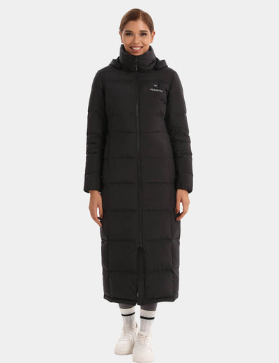 Women's Maxi Heated Recycled Down Jacket 7.4V, EW74 - Black