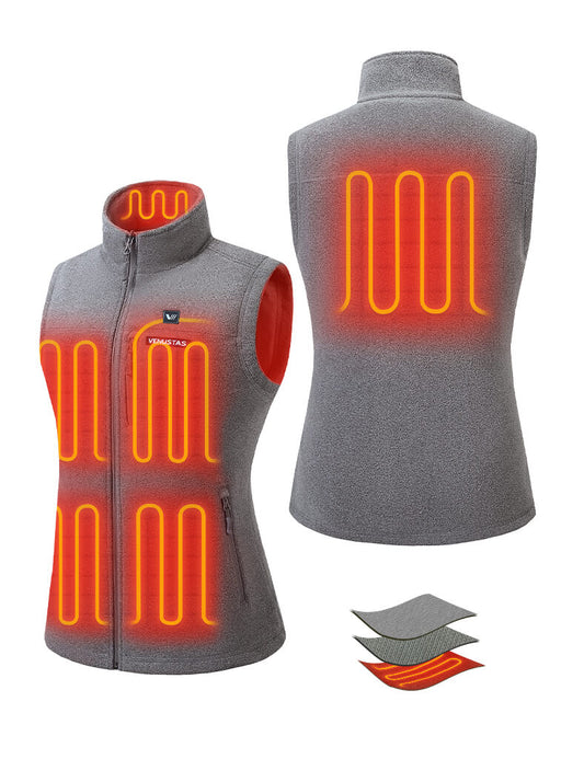 Women’s Heated Recycled Fleece Vest 7.4V - Grey/ White/ Black
