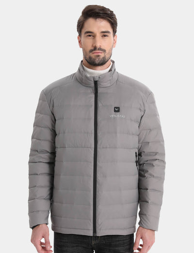 Men's Recycled Heated Lightweight Down Jacket 7.4V, EM31 [Final Sale] - Grey