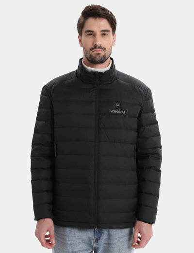 Men's Recycled Heated Lightweight Down Jacket 7.4V, EM31 [Final Sale] - Black