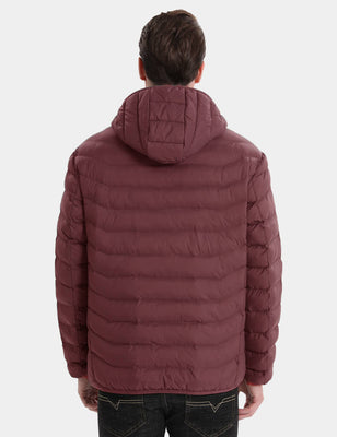 Heated Jacket With Dual Control Button 7.4V For Unisex, U9001 Quilted Venustas heated jacket in burgundy with dual control.