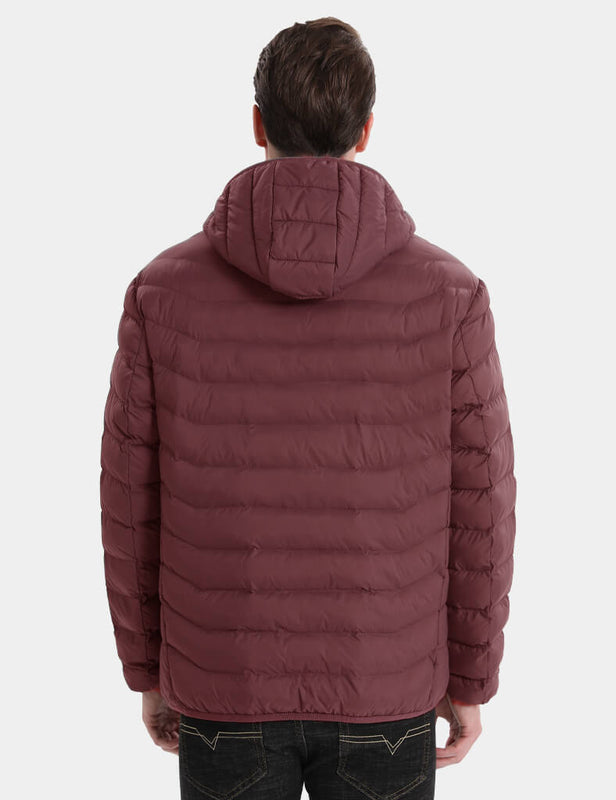 Heated Jacket With Dual Control Button 7.4V For Unisex, U9001 Quilted Venustas heated jacket in burgundy with dual control.