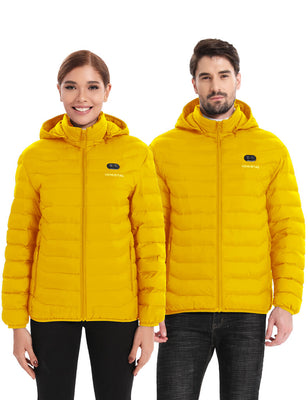 Heated Jacket With Dual Control Button 7.4V For Unisex, U9001 by Venustas heated puffer jacket in yellow with control button