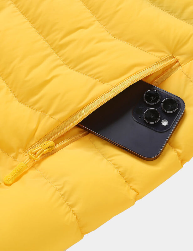 Heated Jacket With Dual Control Button 7.4V For Unisex, U9001 by Venustas heated jacket in yellow with dual control buttons.