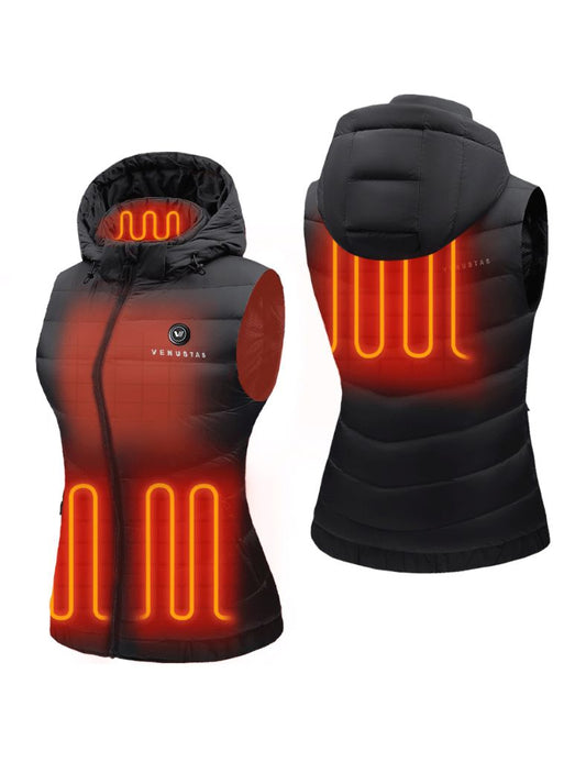 [Final Sale] Women's Heated Down Vest 7.4V With Detachable Hood, W2119 [XS,S,M,2XL,3XL]
