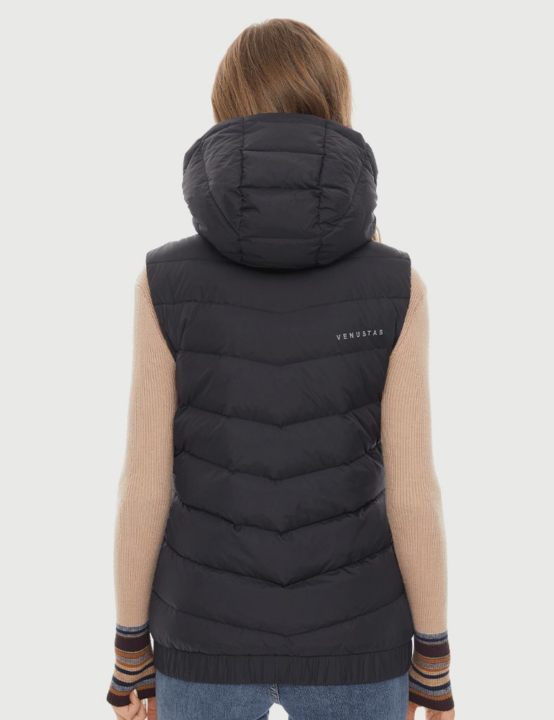 [Final Sale] Women's Heated Down Vest 7.4V With Detachable Hood, W2119