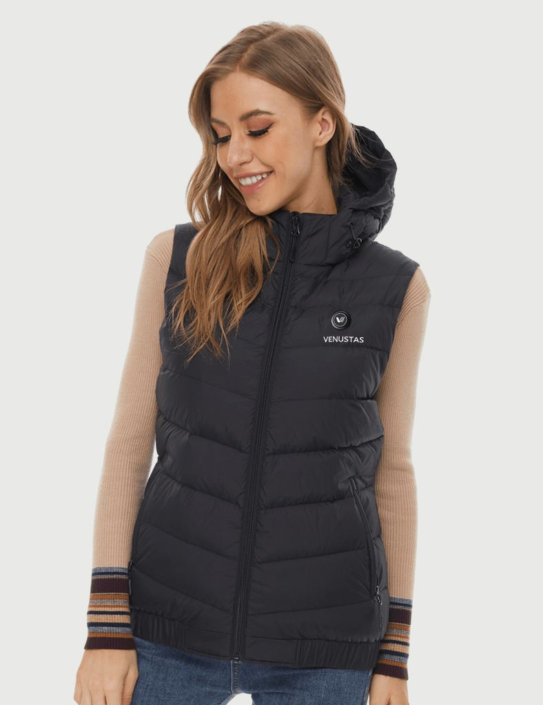 [Final Sale] Women's Heated Down Vest 7.4V With Detachable Hood, W2119