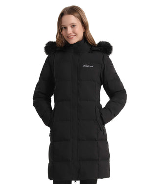 Women's Long Hooded Down Parka with Detachable Hood hover