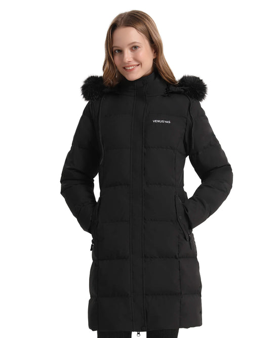 Women's Long Hooded Down Parka with Detachable Hood