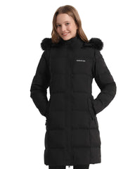 Women's Long Hooded Down Parka with Detachable Hood