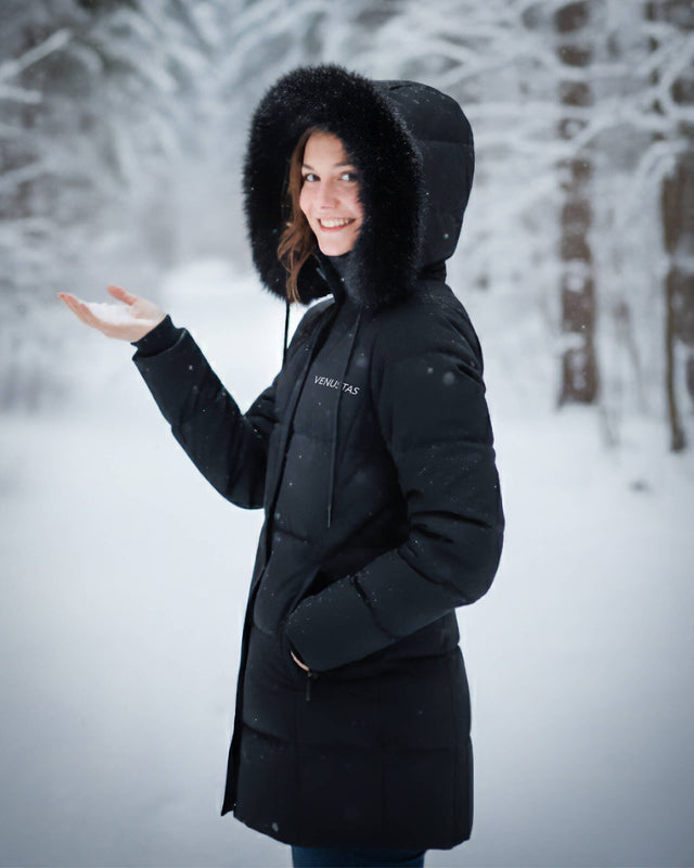 Women's Long Hooded Down Parka with Detachable Hood