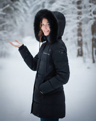 Women's Long Hooded Down Parka with Detachable Hood