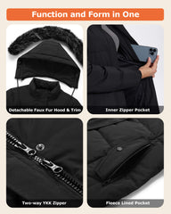 Women's Long Hooded Down Parka with Detachable Hood