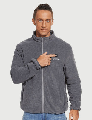Zipper up Heated Fleece Jacket for Men - Grey